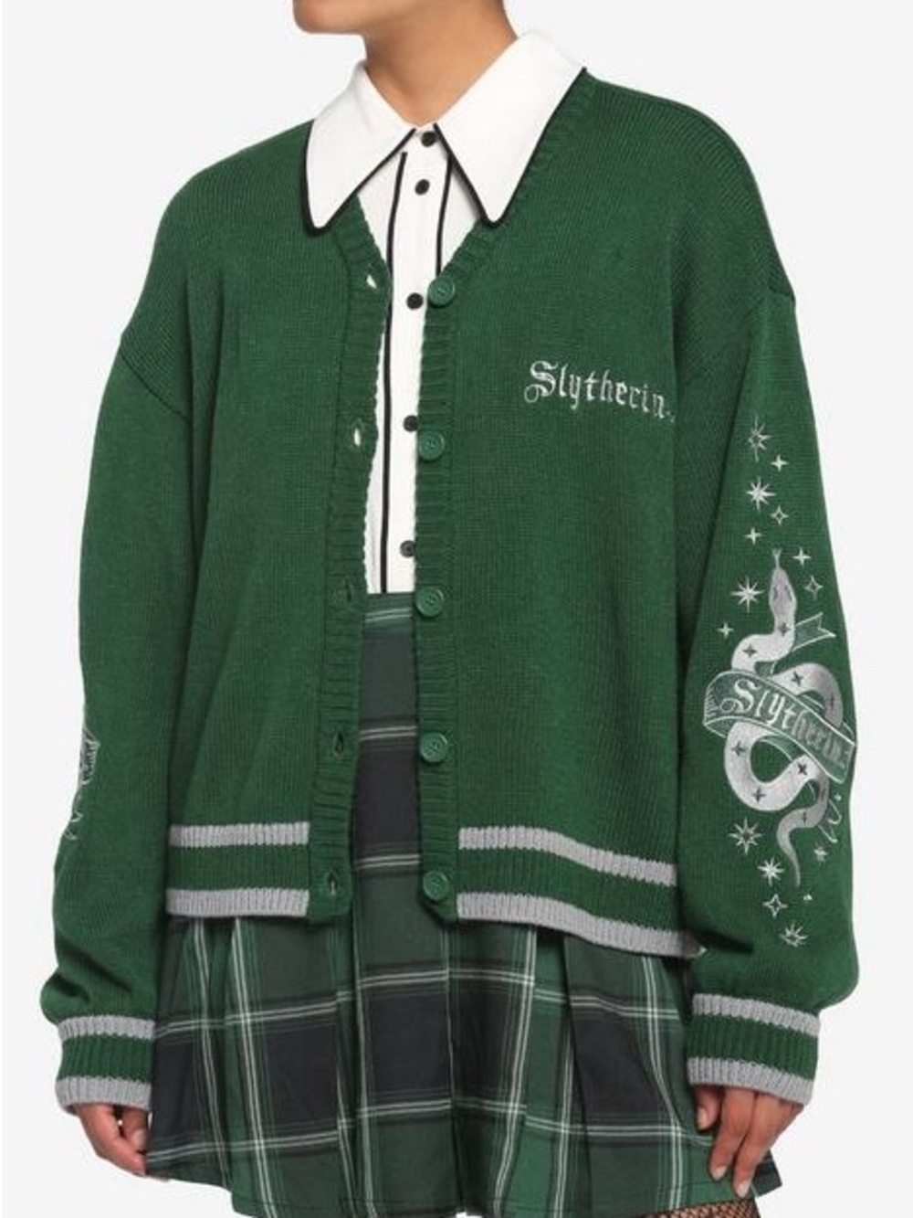 Harry Potter Slytherin Snake Embroidered Cardigan Size XL